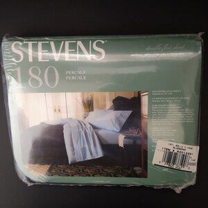NIP Vintage Stevens 180 Percale Twin Flat Sheet 66"x 96" Blueberry Color